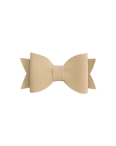 Vanilla Oak Faux Leather Bow Clip